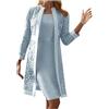 HAOLEI Set di Abito a Vita Alta e Cardigan, Vestito a Tubino Traspirante da Donna per Banchetto e Cerimonia, Elegante Estivo Corto per la Primavera e L'Estate Confortevole