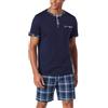 Litherday Pigiama Uomo Estivo Cotone Henley Pantaloncini Quadri Tasche | Cotone Elasticizzato, Maglietta Henley E Pantaloncini A Quadri Con Tasche E Coulisse Per Casa Notte Tempo Libero