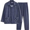 Generisch Pijamas Uomo Primavera Autunno Inverno Pigiama Uomo Puro Cotone Tessuto, A Quadri, Tessuto Gruvido, Abbigliamento Casa, Cardigan Manica Lunga Uomo Pigiameria Morbido, Blu marino, XXL