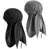 YANIKY Bandanas Do Rag Skull Caps per uomo e donna, traspirante, fodera per casco multifunzionale, 3 in 1, protezione solare UV, collo drappeggio, cappello da ciclismo Durags (nero + grigio)