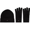Tommy Hilfiger Uomo Set Regalo Flag Sciarpa e Berretto, Nero (Black), Taglia Unica
