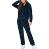 Duohropke - Jumpsuit da donna invernale caldo, in pile, per adulti, in fleece termico, tuta intera in pile di peluche, con fodera, per l'inverno, in un pezzo, pigiama da notte, 1 blu marino., L