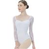 s.lemon Body Danza Donna,Adulti Manica 3/4 Body Danza Classica con Pizzo Bianco 175