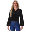 Allegra K Donna Blusa in Velluto con Scollo Drappeggiato Casual