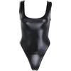 YGMNQAL Body da ballo donna senza maniche, in pelle verniciata, perizoma, body ginnastica, costume bagno for spettacoli(Black)