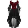 Generico Halloween Costume - Vestito Gotico Donna Strega Vintage Costumi Di Halloween Medievale Gotico Da Palazzo Vestito Da Steampunk In Pizzo Con Maniche a Farfalla Costume Da Strega Cosplay Rinascimentale