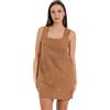 Kocca - Abito Smanicato in Cotone e Lino con Ricamo Floreale Donna, Colore: Cammello, Modello: P26RAB9324ABUN0000, Taglia: S