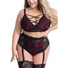 EVELUST Lingerie Sexy Donna Taglie Grandi Set - Intimo Hot Sexydonna Hot Trasparente Babydoll Erotica Reggiseno Pizzo Costume Reggicalze Completino(BlackRed,4XL,828w)