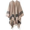 Foweknow Poncho da uomo in pile invernale caldo sciarpa in pile spesso mantello autunno inverno termico capes wrap Fashion Colour Block Wrap Open Front donna giacca invernale comoda semplice cardigan