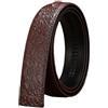 Tingyilan Cintura da uomo con motivo a coccodrillo senza fibbia, cinture in pelle da 3,5 cm per uomo, cinghia di ricambio cintura classica per impieghi gravosi per lavoro, casual,Marrone,130cm
