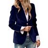 WAZHAKU Giacca da donna in velluto, tinta unita, con collo sciallato, con bottoni, vintage, tinta unita, per affari, ufficio, oversize, sottile, giacca leggera, R blu., XXL