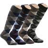Easy8 Rombi 40-45, Calze da Uomo Lunghe in Caldo Cotone, 6 PAIA, Calzini Uomo Lunghi, Colorati, Fantasia, Calzini Eleganti, Caldi, Invernali, Alti, Calzettoni