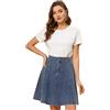Allegra K Gonna Donna al Ginocchio Denim Casual a Pieghe Svasate Jeans a Vita Alta Gonne Donna