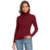 Qaffier Maglia da donna a maniche lunghe, casual, leggera, a collo alto, aderente, termica, a strati attivi