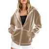 HAOLEI Felpa Donna con Cappuccio e Zip Giacca in Velluto Dorato da Donna Autunno Invernale Manica Lunga Cotone Taglie Comode Hoodie Sweatshirt Classico Oversize Pullover per Sportiva Casual in Stile College