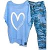 Generico Completo di Lino Donna Estivo Larghi Comodi Set Set da 2 Pezzi e Pantaloni Traspiranti Tuta Comodo Camicia + Pantaloni con Elastico in Vita Taglie Forti Completo da Passeggio Moda Tute Baggy 2025