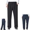 GAGFDA Pantaloni da uomo elasticizzati in vita per anziani, pantaloni da uomo in cotone a vita alta, comodi pantaloni da lavoro a gamba dritta con tasche con cerniera, Nero , XXL