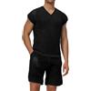 Munweiyu Pigiama da uomo trasparente, in rete, corto, sexy, con bottoni, camicia a maniche corte, boxer estivi, tuta da notte traforata, tuta sportiva
