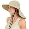Kato Tirrinia Cappello da sole da uomo e da donna con sottogola, pieghevole, larghezza tesa larga, con protezione per il collo, protezione UV UPF 50+, per hiking safari, spiaggia, da pesca, da giardino, protezione