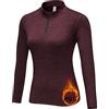 WOWENY Maglia Termica Donna, a Maniche Lunghe, Maglietta Sportiva, con Chiusura Lampo,Pullover