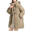 Generic Piumino Donna Lungo Parka da Donna Piumino Lungo Cappotto Invernale Cappotto con Zip e Cappuccio con Cappotto Termico Caldo riscaldato Autunno Marrone Cappotti Donna Giacca Donna Invernale Elegante