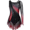 Yhong Vestito da Balletto Bambin Monospalla Abito da Pattinaggio Artistico con Strass Vestito da Danza Lirica Moderna Borgogna 7-8 Anni