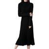 Ailaile 100% lana maglione vestito donna collo alto Pit strisce slim scollo a V manica lunga Pullover A-line abito lavorato a maglia