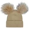 QUEEN HELENA Cappello Invernale Caldo con PON PON Berretto con Pelo Morbido Donna CP24-02 (IT, Testo, Taglia Unica, Standard, Khaki)