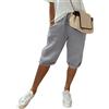 CzooM Pantaloncini Di Lino Da Donna Al Ginocchio Con Coulisse Pantaloncini Di Lino Bermuda Pantaloncini Estivi A Vita Alta Pantaloncini Da Ciclismo Larghi Estivi Biker Beach Yoga Shorts (Color : Gray
