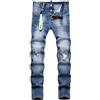 Generisch Jeans elasticizzati da uomo, da motociclista, jeans skinny denim, pantaloni lunghi, stretch, jeans attillati, slim fit, jeans distressed denim, Blu, 64