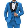 Generic Completo da Uomo in Velluto, 3 Pezzi, Slim Fit, Smoking con Revers a Lancia, Un Bottone, Giacca, Gilet, Pantaloni, Completo da Cena, Blu, Taglia 6XL