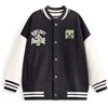 MINECRAFT Giubbotto bomber Creeper in bianco e nero | Giacca college da ragazzo con grafica Adventure Club | Capispalla per abbigliamento casual a maniche lunghe | Articoli