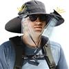 HAOLEI Cappello con Ventola a Energia Solare Largacappello Cappello per Unisex con Ricarica USB e 2 Ventole Solari per Pesca all'aperto Alpinismo (IT, Testo, Taglia Unica, Grigio Scuro)