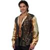 OhMill Camicia con paillettes da discoteca da uomo a maniche lunghe con paillettes retrò anni '70 Costume Jazz Hippy Cosplay Musica Danza Teatro
