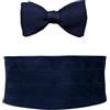 Remo Sartori - Set Fusciacca Fascia da Smoking e Papillon da Annodare in Seta Blu,4 Pieghe, Chiusura Regolabile, Made in Italy,Uomo (Circonferenza da 90 cm a 110 cm)