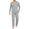 Demegimi Pigiama Uomo Lungo in Cotone Completo Due Pezzi Invernale con Maglia a Righe e Scollo a V Pantaloni con Tasche e Coulisse, Set Notte Caldo e Traspirante