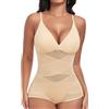 PASUDA Body Contenitivo Modellante Donna Curvy Intimo Bodysuit Shapewear Guaina Contenitiva Dimagrante Spallino Regolabile Snellente Sheer Mesh Pancia Piatta Invisibile Shaper (Pelle, M)