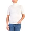 Marenza Collo Alto Donna Manica Corta Misto Cashmere Seta Made in Italy Maglione Pullover Maglia Mezza Manica Lana Merino Cachemire Maglioncino Beige Grigio Regalo Abbigliamento