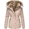 Hecatombic Giacca Invernale Oversize da Donna con Cappuccio in Lana Casual Collo Caldo in Pelo Cerniera Bottone Giacca Trapuntata Cappotto Lungo Invernale Caldo Parker