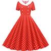 YMING Donne Swing Audrey Hepburn Stile Vestito con Cotone 1950s Polka DOT Dress Abito da Sera Vintage