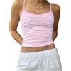 BAIGRAM Donne Y2K Vintage A Righe Spaghetti Cinghie Crop Cami Tank Senza Maniche Slim Carino Estate Backless Top Estetico Adolescenti, Rosa Bianco 01, M