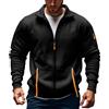 Generisch Felpa da uomo in cotone 5XL - felpa da uomo 4XL taglie forti senza cappuccio, maglione casual termico alla moda, a maniche lunghe, con chiusura lampo, maglione leggero, Nero , XXXXL