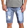 Generisch Destroyed Jeans - Pantaloncini da uomo, taglia grande, estivi, corti, in denim, elasticizzati, da uomo, con fori, taglio strappato, per il tempo libero, Azzurro, 48