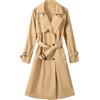 Vancavoo Trenchcoat Donna Giacca Primaverile Autunnale Cappotto Classico Doppiopetto Lungo Parka Windbreaker Giacche con Tasche,Cachi,XL