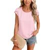 Yommay Maglietta estiva da donna, in chiffon, elegante, casual, leggera, sottile, morbida, basic slim fit, rosa chiaro, XXL