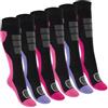 Footstar - Calzini termici per bambini, calze al ginocchio per l'outdoor (6 paia), calzini invernali colorati, 31-34