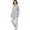 Viterbo Biancheria Pigiama Donna Invernale in Morbido Coral Fleece LWW00083 (Grigio Chiaro, S)
