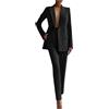Kobilee Tailleur Donna Eleganti Cerimonia Pantaloni e Giacca 2 Pezzi Taglia Forti Estate Tailleur Blazer Casuale Chic Ufficio e Lavoro Completi Donna Comode Tuta Elastici in Vita Maniche Lunghe Plus Size