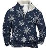 Generico Natalizio Magliette Uomo Donna novità 3D Stampato con Motivo A Cervo Natalizie Manica Lunga Maglietta Tops Maglione Natale Cotone Felpe Collo Alto Felpa Cappuccio da
