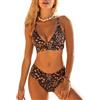 CUPSHE Bikini da donna, con scollo a V, a triangolo, largo, fascia sottoseno, in pizzo e a vita media, costume da bagno in due pezzi, nero/fiori, L